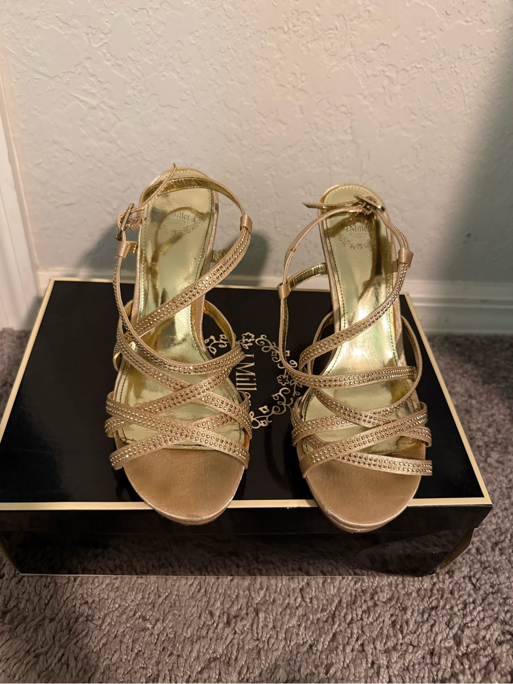 Women's Strappy Gold High Heel Sandals